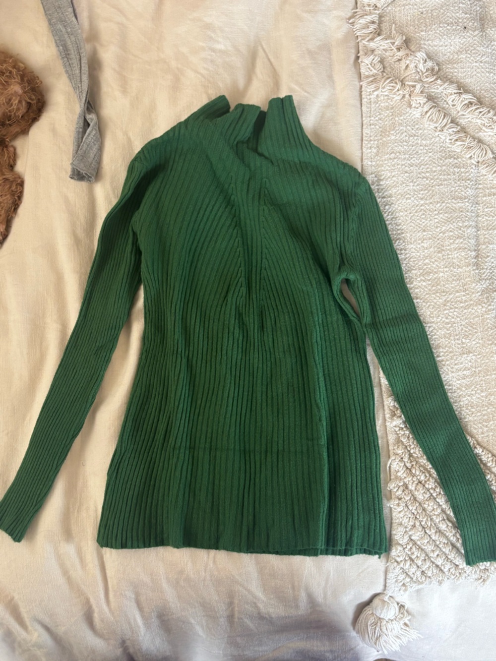 SHEIN Emerald Ribbed Turtleneck Sweater